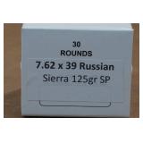 30 7.62 x 39mm 125 Gr Sierra SP Ammo