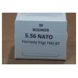 30 5.56mm 55 Gr Hornady FMJ BT Ammo