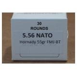 30 5.56mm 55 Gr Hornady FMJ BT Ammo