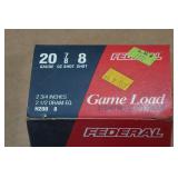25 Federal Game Load 20 Ga 2-3/4" 8 Shot Shotshells