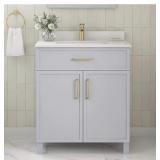 Home Decorators - Bilston 30 in. Single Sink Dove Gray Bath Vanity with White Engineered Stone Top Home Decorators - Bilston 30 in. Single Sink Dove Gray Bath Vanity with White Engineered Stone Top