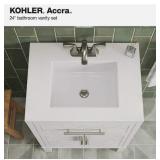 Kohler Accra Single Sink Bath Vanity 24"W X19.2"D X36"H With Quartz Top In White Kohler Accra Single Sink Bath Vanity 24"W X19.2"D X36"H With Quartz Top In White