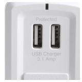 3-Outlet USB Travel Wall Tap Surge Protector, White lot of 2 3-Outlet USB Travel Wall Tap Surge Protector, White lot of 2