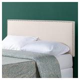 Zinus Jake Upholstered Nailhead Rectangular Headboard in Taupe, Queen Zinus Jake Upholstered Nailhead Rectangular Headboard in Taupe, Queen