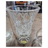 Lot Of Crystal: GODINGER Lotus Candleholders, Other Decanter, Vases, Candy Dish, More