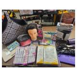 Burmax Allison Styling Head, Make-Up & Brushes, Shadow Palette, Hair Implements, Includes Tote Bag
