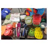 Lg Lot Of Kitchen Accessories: Tupperware & Other Food Storage, Utensils, Towels