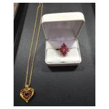 Red Stone Pendant & Ring