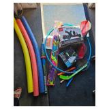 Lot Of Toys: Rip Stick, Cardiff Skates, Large Kite, Bubbles, Bat, Knee Hockey, More