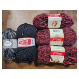 5-Skeins Assorted Fleece Yarn (3-Cherry Spot, 1-Black, 1-Black/Gray)