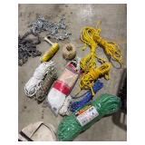 BUNDLE OF CORD, STRAP ROLLS, & VARIOUS CHAIN BUNDLE OF CORD, STRAP ROLLS, & VARIOUS CHAIN