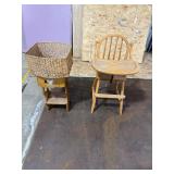 OAK HI-CHAIR WICKER BASKET & END TABLE OAK HI-CHAIR WICKER BASKET & END TABLE
