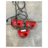 QTY 3- MILWAUKEE M12 CHARGERS QTY 3- MILWAUKEE M12 CHARGERS