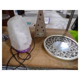 MIRROR, LIGHTED SALT ROCK & INSENCE BURNER MIRROR, LIGHTED SALT ROCK & INSENCE BURNER