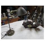 Vintage Ship Clock & Brass Lamp