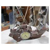 Vintage Ship Clock & Brass Lamp
