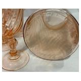 Arcoroc France Rosaline Pink Swirl Glass Pitcher and Matching Glasses Arcoroc France Rosaline Pink Swirl Glass Pitcher and Matching Glasses
