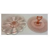 Two Pink Depression Serving Plates Two Pink Depression Serving Plates