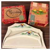 Vintage Wooden Cigar Boxes and Crumb Scraper Set Vintage Wooden Cigar Boxes and Crumb Scraper Set