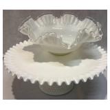 Fenton Bowl and Fenton Cake Plate Fenton Bowl and Fenton Cake Plate