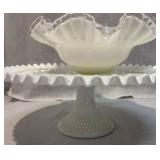 Fenton Bowl and Fenton Cake Plate Fenton Bowl and Fenton Cake Plate