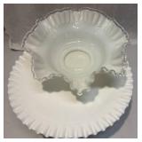 Fenton Bowl and Fenton Cake Plate Fenton Bowl and Fenton Cake Plate