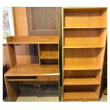 Wood Desk and Wood Bookcase Wood Desk and Wood Bookcase