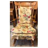 Wood Rocking Chair with Floral Fabric Wood Rocking Chair with Floral Fabric