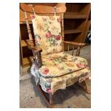 Wood Rocking Chair with Floral Fabric Wood Rocking Chair with Floral Fabric
