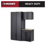 Husky 3-Piece Heavy Duty Welded Steel Garage Storage System in Black (64 in. W x 81 in. H x 24 in. D) Customer Returns See Pictures
