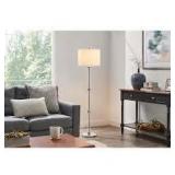 Hampton Bay Keiss 60 in. Chrome and Clear Acrylic Standard Floor Lamp with White Fabric Shade  Customer Returns See Pictures