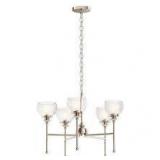 KICHLER Lecelles 24.53 in. 5-Light Polished Nickel Traditional Shaded Round Chandelier for Dining Room   Customer Returns See Pictures