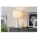 Hampton Bay Sosebee 24 in. White Terrazzo/Brass Gold Terrazzo Hourglass Table Lamp   Customer Returns See Pictures