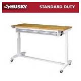 Husky Tool Storage 62 in. W White Adjustable Height Work Table with 2-Drawers  Customer Returns See Pictures