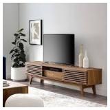 MODWAY Render 70 in. Walnut Wood TV Stand Fits TVs Up to 70 in. with Storage Doors  Customer Returns See Pictures