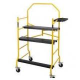 MetalTech Jobsite Series 3.3 ft. L x 6.3 ft. H x 2.6 ft. D Scaffold Work Platform with Safety Rail and Tool Tray, 900 lb. Capacity  Customer Returns See Pictures