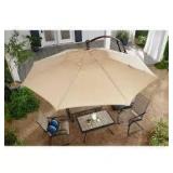 Hampton Bay 11 ft. Aluminum Cantilever Solar LED Offset Patio Umbrella in Putty Beige Customer Returns See Pictures