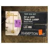 Hampton Bay 22 in. Indoor Gold Integrated LED Modern Table Lamp with Swivel Head  Customer Returns See Pictures