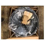 Hampton Bay Sadler 29.33 in.W Rubbed Bronze Steel Wood Outdoor Fire Pit with Cover and Poker Included Customer Returns See Pictures