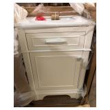 Home Decorators Collection Melpark 24 in. Single Sink White Bath Vanity with White Engineered Marble Top (Assembled)  Customer Returns See Pictures