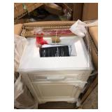 Home Decorators Collection Melpark 24 in. Single Sink White Bath Vanity with White Engineered Marble Top (Assembled)  Customer Returns See Pictures