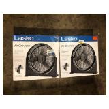 Lot of Lasko 20 in. 3 Speed Air Circulator Floor Fan for Home in Black with Wall Mount Option, Full Range Pivoting Head, Carry Handle Customer Returns See Pictures
