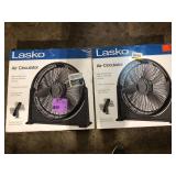 Lot of Lasko 20 in. 3 Speed Air Circulator Floor Fan for Home in Black with Wall Mount Option, Full Range Pivoting Head, Carry Handle Customer Returns See Pictures