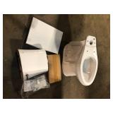 Glacier Bay Power Flush 2-Piece 1.28 GPF Single Flush Extra Tall Elongated Toilet in White with Slow-Close Seat Included  Customer Returns See Pictures