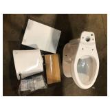 Glacier Bay Power Flush 2-Piece 1.28 GPF Single Flush Extra Tall Elongated Toilet in White with Slow-Close Seat Included  Customer Returns See Pictures