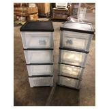 Lot of IRIS 4 Drawer Clear Plastic Storage Cart in Black (1-Pack, 32.5 in. H x 12.5 in. W) Customer Returns See Pictures