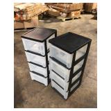 Lot of IRIS 4 Drawer Clear Plastic Storage Cart in Black (1-Pack, 32.5 in. H x 12.5 in. W) Customer Returns See Pictures