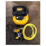 DEWALT 6 Gal. 165 PSI18-Gauge Brad Nailer and Heavy-Duty Pancake Electric Air Compressor Combo Kit   Customer Returns See Pictures