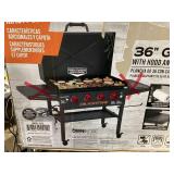 Blackstone Original 4-Burner 36" Propane Omnivore Outdoor Griddle with Hood and Folding Side Shelves Blackstone Original 4-Burner 36" Propane Omnivore Outdoor Griddle with Hood and Folding Side Shelves