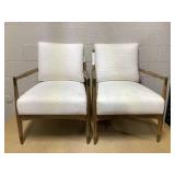 LOT OF 2 Boucle Upholstered Accent Arm Chair with Brass Details LOT OF 2 Boucle Upholstered Accent Arm Chair with Brass Details